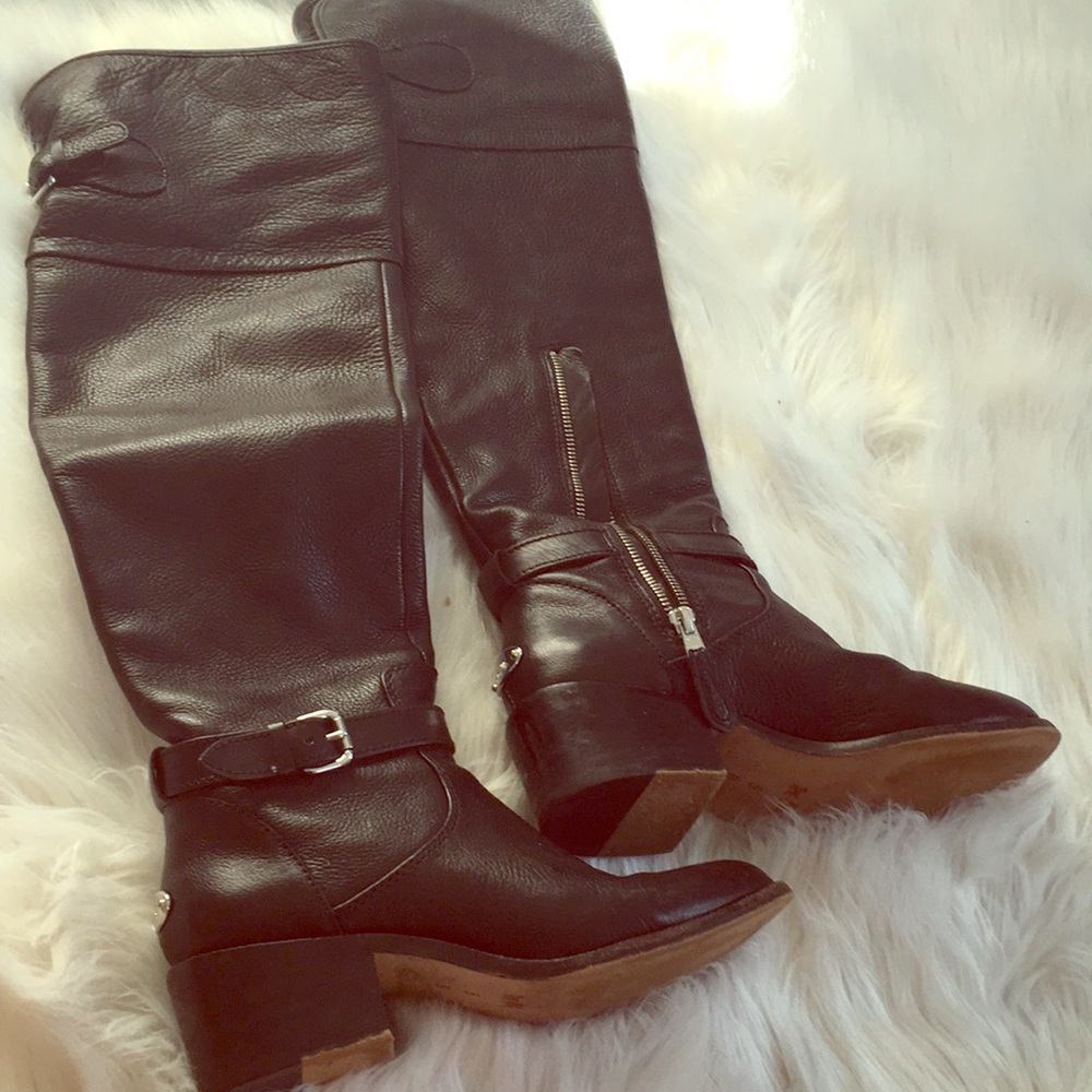 COACH KNEE HIGH BLACK LEATHER BOOTS